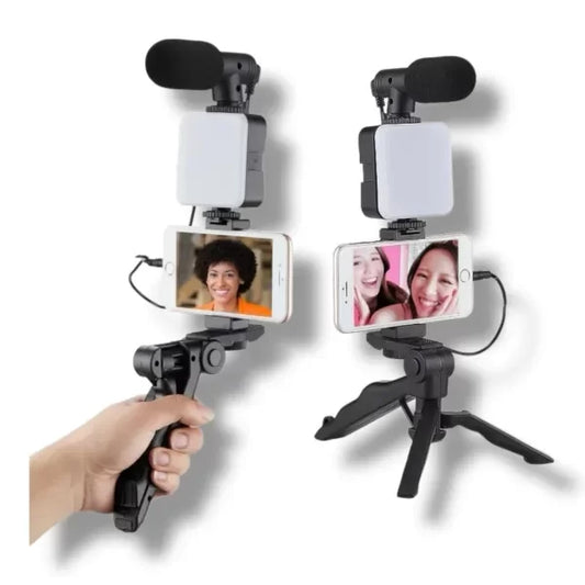 Kit Video Streaming Microfono Para Celular Tripode Luz Led KD-49/20