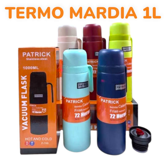 Termo Térmico Acero Inoxidable Con Manija 1000ML Color Liso P-700