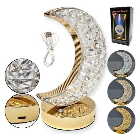 Lampara Velador Recargable USB Cristal Luna 31