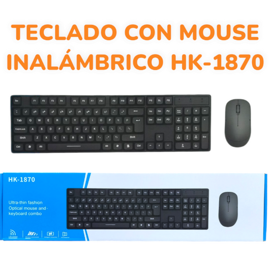 Teclado Inalámbrico Con Mouse A Pilas 2.4G HK-1870