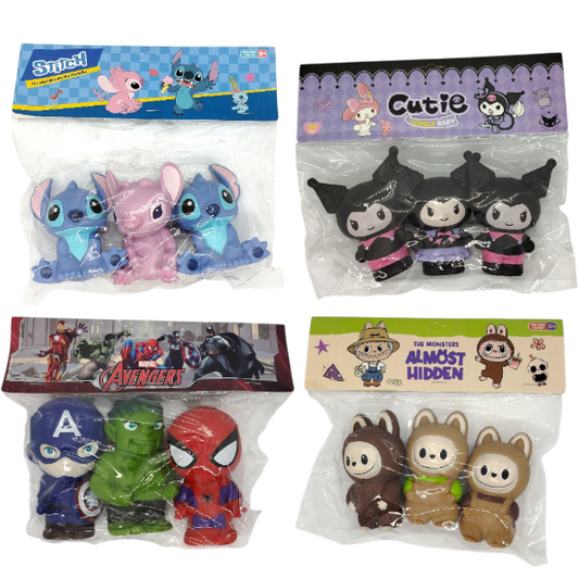 Paquete De 3 Muñecos Juguetes De Vinilo Para Niños Baño Diseño Personajes 356 95