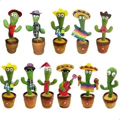 Cactus Bailarín Cantar Hablar Recargable Cable USB Con Accesorios 31CM C1