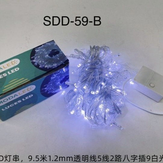 Luces Led Navideña Guirnalda 9M/15M Enchufe Blanco Frío