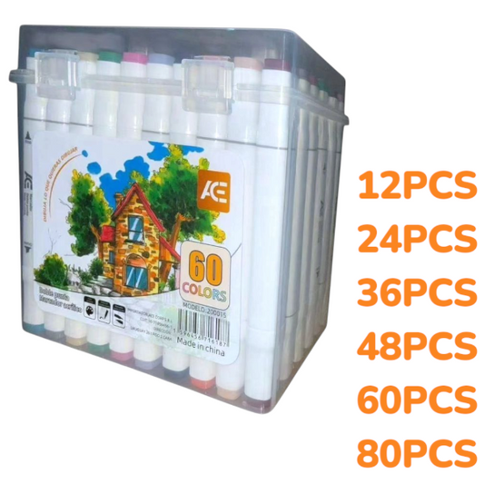 Set De Marcadores Doble Punta Color Surtido Con Cajita Transparente 20001 90