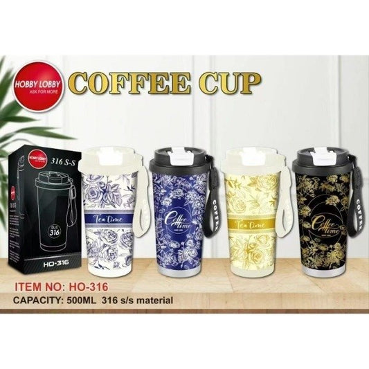 Vaso Térmico Acero Inoxidable 500ML Doble Pico Con Tirita Diseño HO-316A