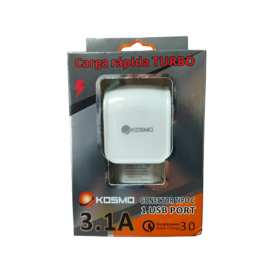 Cargador kosmo turbo 3.1A tipo C