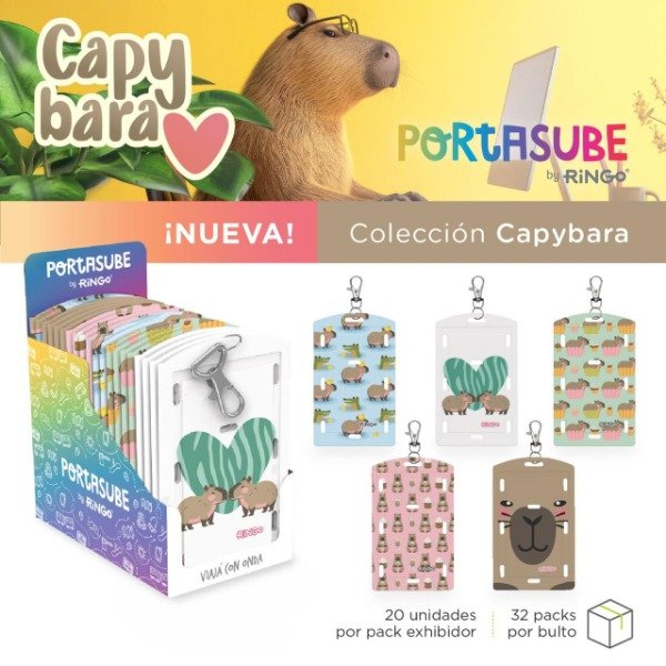 Cajita De 20 Unidades De Porta Tarjeta Sube Diseño Capibara Ringo C2