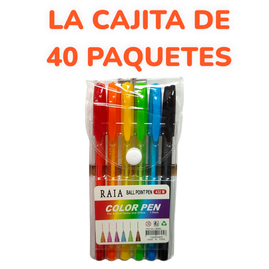 Paquete De Lapicera Bolígrafo De Color X6 LIB9583