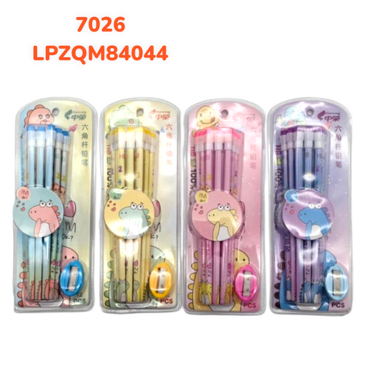 Set De 12 Lápices Con Goma Con Diseño 84044