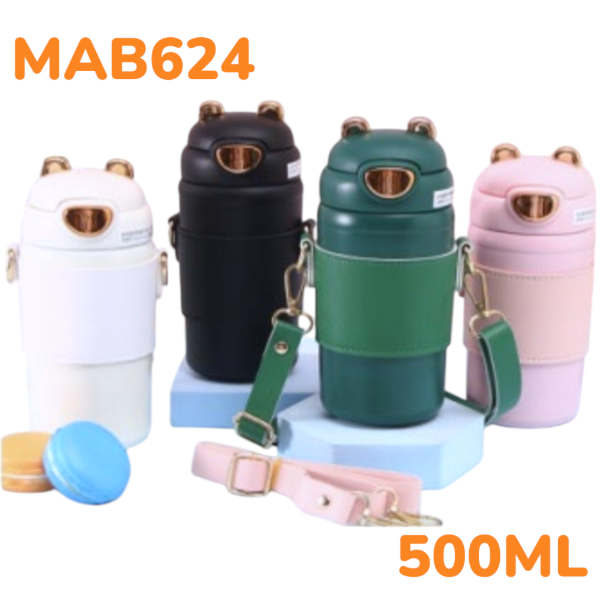 Botella Termica Acero Infantil 500ML Con Sorbete Y Correa MAB624