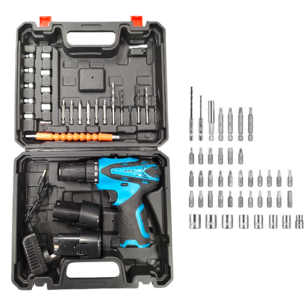 Taladro Atornillador Recargable Con 2 Baterias Destornillador 45en1 12V A-9303