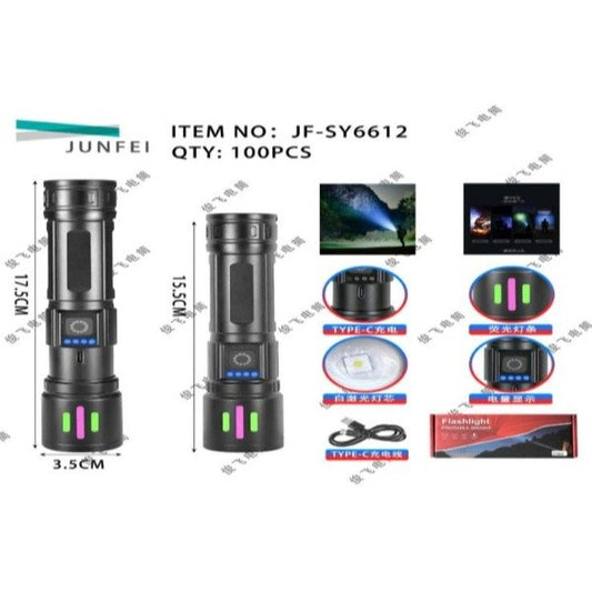 Linterna Reforzada Recargable USB Pilas 37