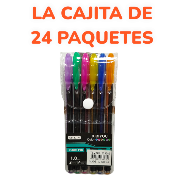 Paquete De Lapicera Bolígrafo Gel De Color X6 LIB9589