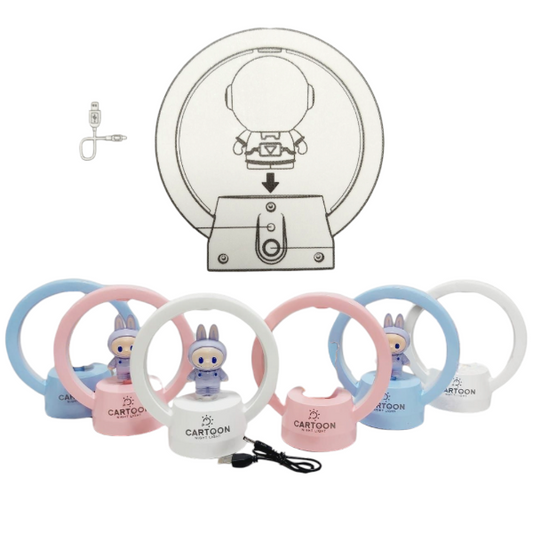 Lámpara Velador Recargable USB Con Muñeco Labubu 3 Modos 2510242