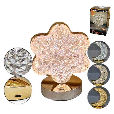 Lampara Velador Recargable USB Cristal Nieve 29