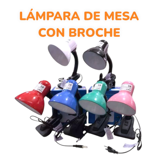 Lampara De Mesa Con Broche Enchufe Usa Foco OR-19