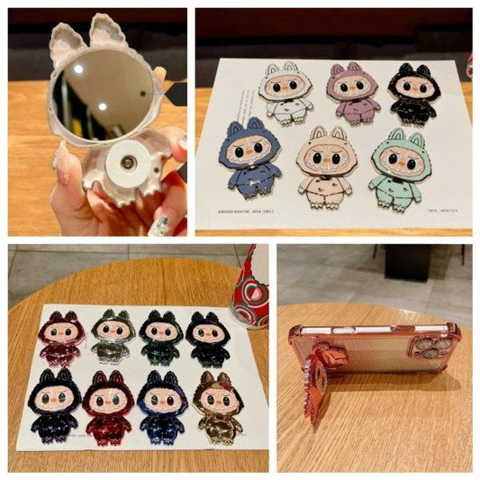 Soporte Para Celular En Mesa Gira 360 Diseño Labubu Con Espejito E1