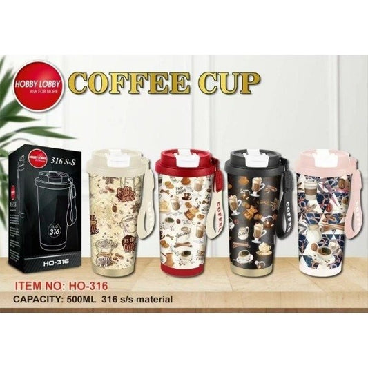 Vaso Térmico Acero Inoxidable 500ML Doble Pico Con Tirita Diseño HO-316C