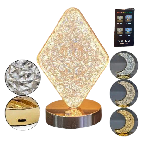 Lampara Velador Recargable USB Cristal Cuadro 30