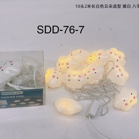 Luces Led Navideña Guirnalda Nube 2M Enchufe Blanco Cálido