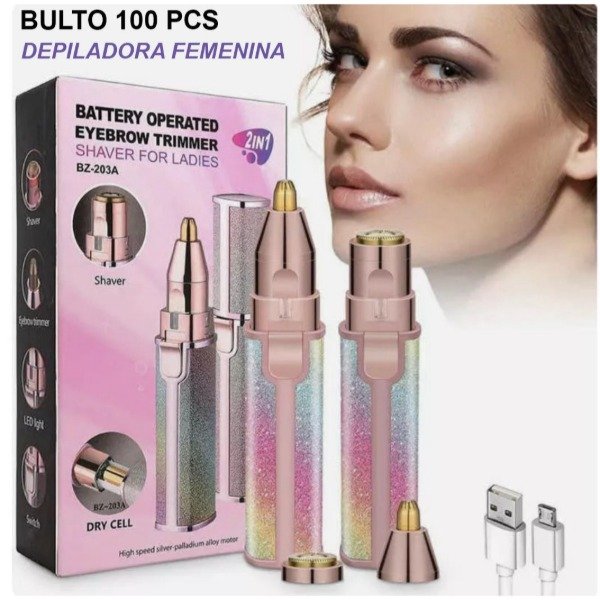 Depiladora Facial Femenina Eléctrica 2en1 Arcoiris Recargables USB HX-203