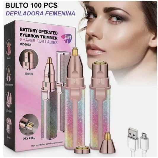 Depiladora Facial Femenina Eléctrica 2en1 Arcoiris Recargables USB HX-203