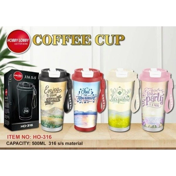 Vaso Térmico Acero Inoxidable 500ML Doble Pico Con Tirita Diseño HO-316D