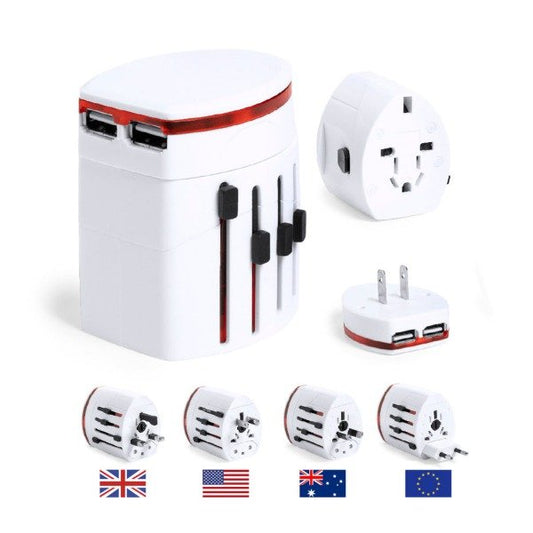 Adaptador Viajero 2 Usb Enchufe Universal Viajes Multifuncion 1000mA