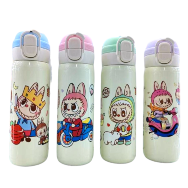 Botella Termica Acero Inoxidable 500ML Doble Pico Diseño Labubu 025C