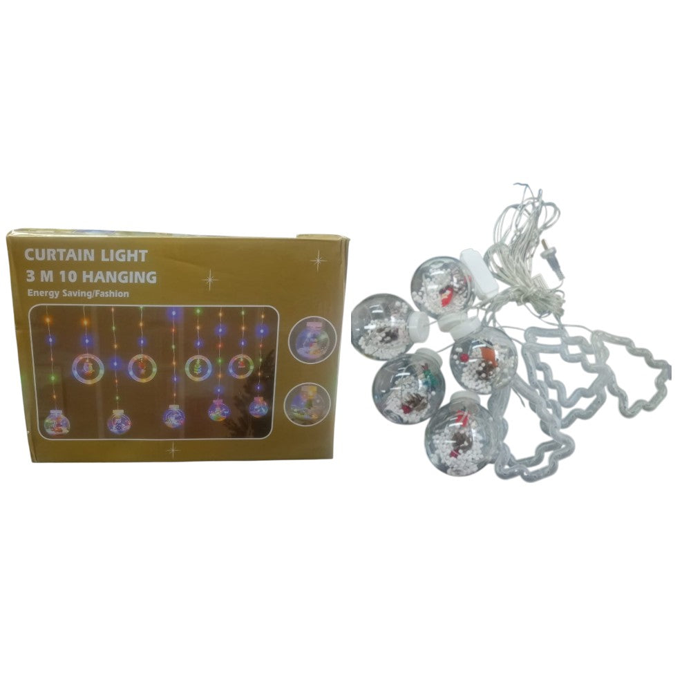Cortina Luces Led Arbolito Y Foco Navideño Enchufe Multicolor 3M*60CM AA-6357