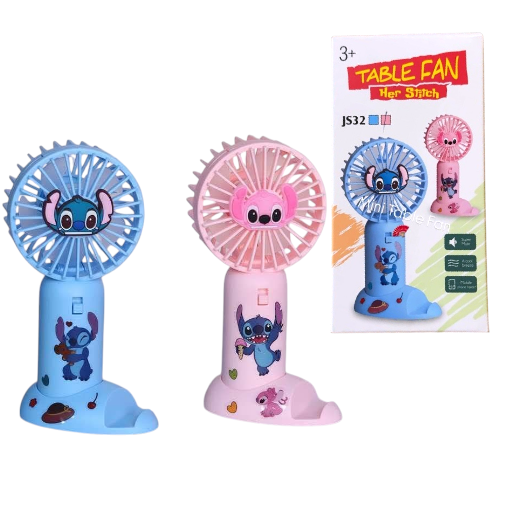 Ventilador De Mano Portátil Recargable USB Diseño Stitch Con Sticket F-014