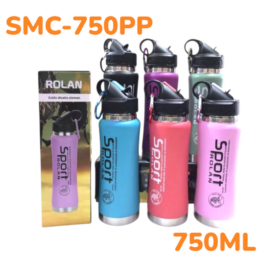 Botella Termica Deportiva Acero 750ML Con Sorbete Rolan SMC-750PP