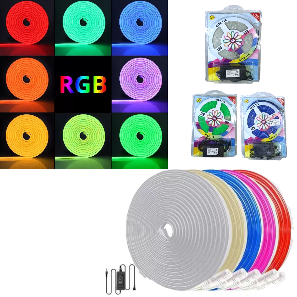 Tira Led Neón 5M MonoColor Liso C417-424 (CON FUENTE) T1