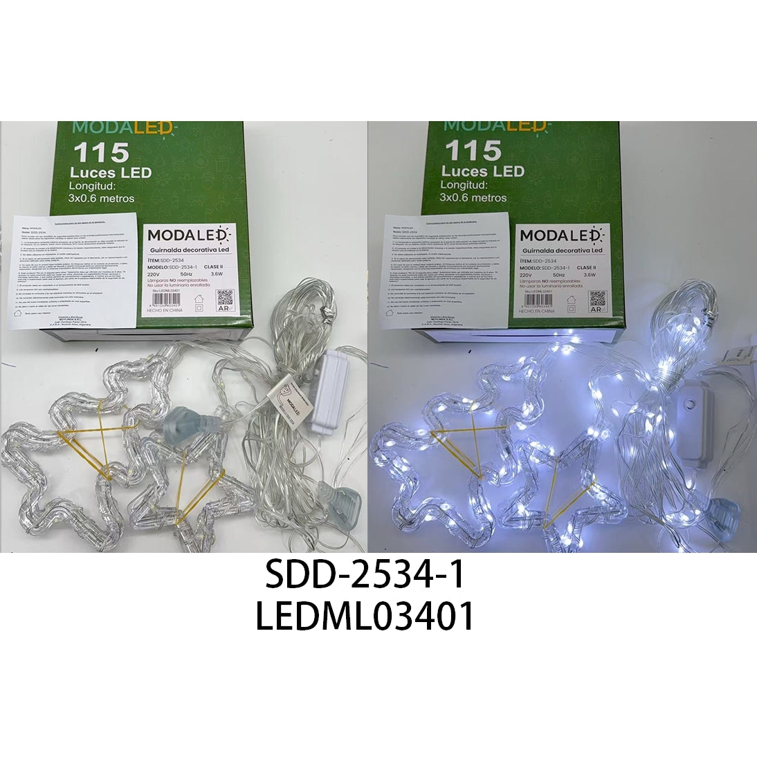 Cortina Luces Led 3M*60CM Estrella y Arbol Frias SDD-2534