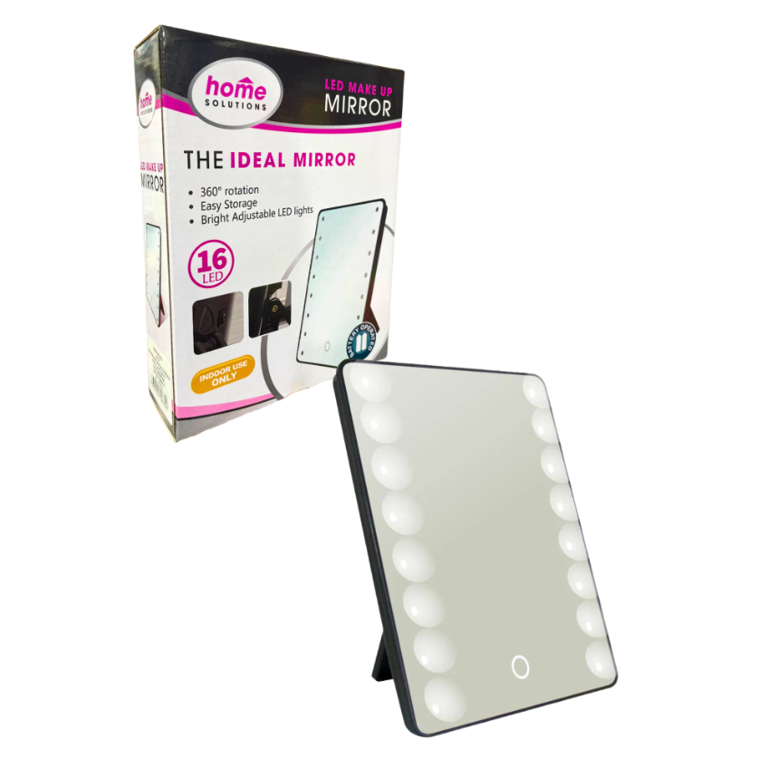 Espejo Con Luz LED Recargable USB 22x16CM Soporte Mesa HS-2635