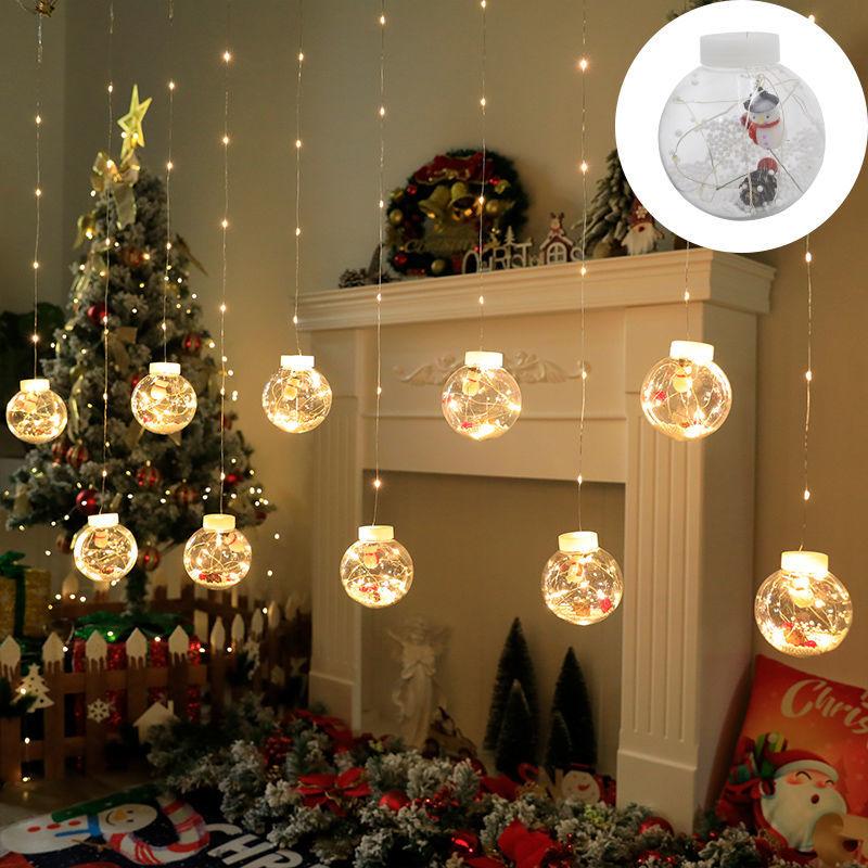 Cortina De Luces Led Navideñas 10 Tiras Bola Navidad 3M 01012