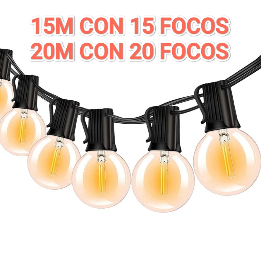 Guirnalda 15/20 Focos Luces Led 15/20M Enchufe Calida 220V C-M9024/5