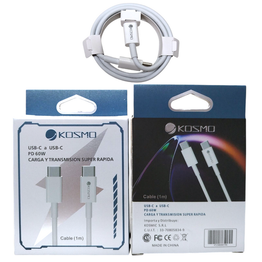 Cable De Cargador TipoC a TipoC 60W 1M Kosmo 3700