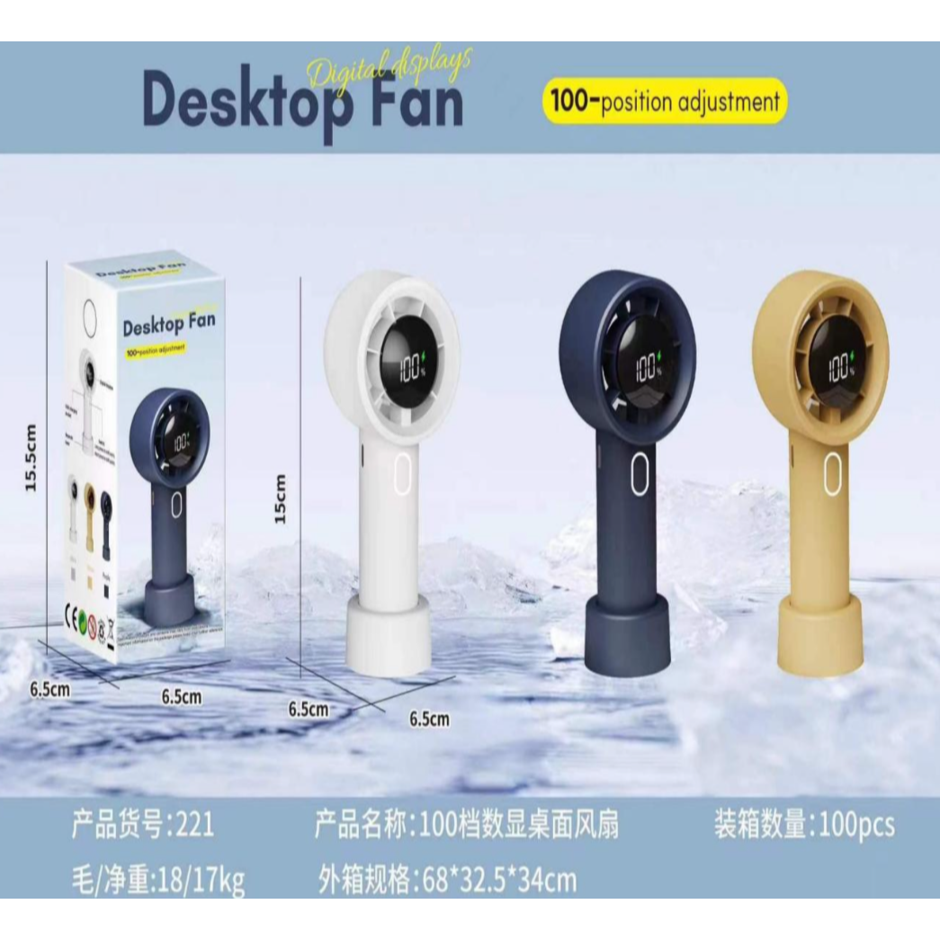 Ventilador De Mano Portátil Recargable USB Con Número Digital 4210