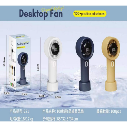 Ventilador De Mano Portátil Recargable USB Con Número Digital 4210