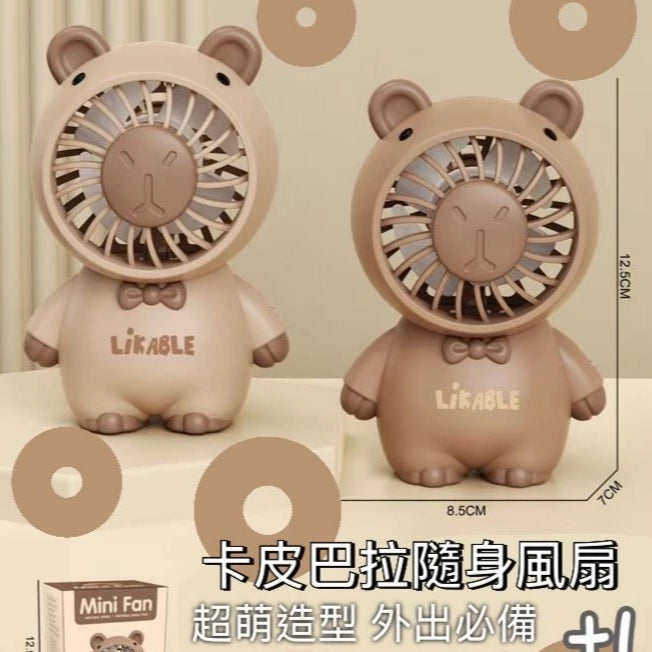 Ventilador Mini Recargable USB Diseño Capibara 8x12x6CM No111