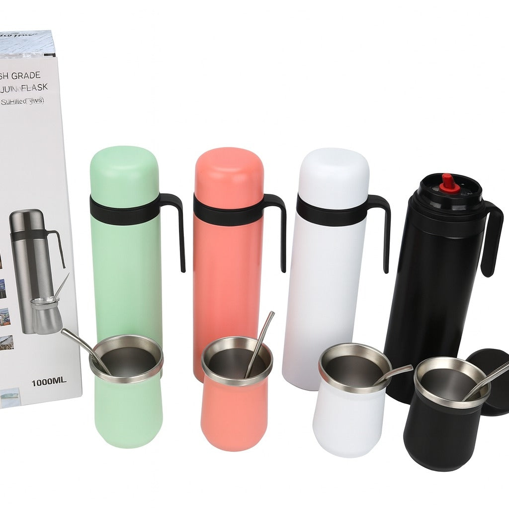 Termo Térmico Acero Inoxidable 1000ML Con Mate 300ML CNW21754