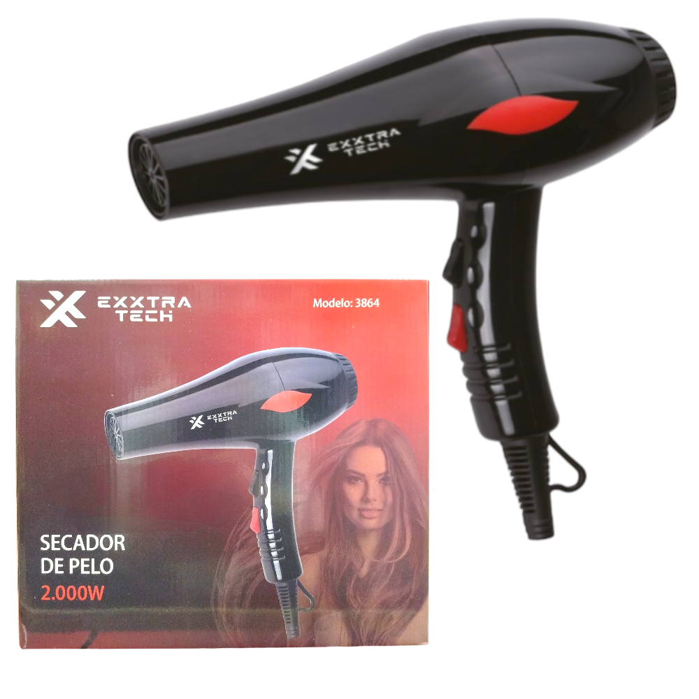 Secador De Pelo Enchufe 2000W 3+2 Ajustes Exxtra Tech 3864
