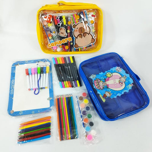 Kit De Dibujar Infantil Con Cartera Diseño Labubu Capibara 105