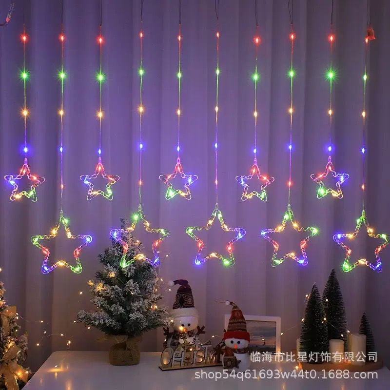 Cortina De Luces Led Estrellas Multicolor 3M*60CM C-91008