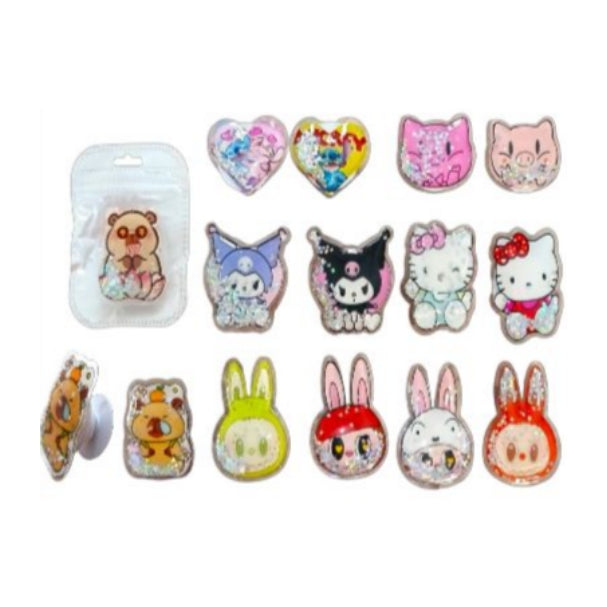 10 x Soporte Pop Socket Para Celular Con Brillo Personajes Surtido SS2