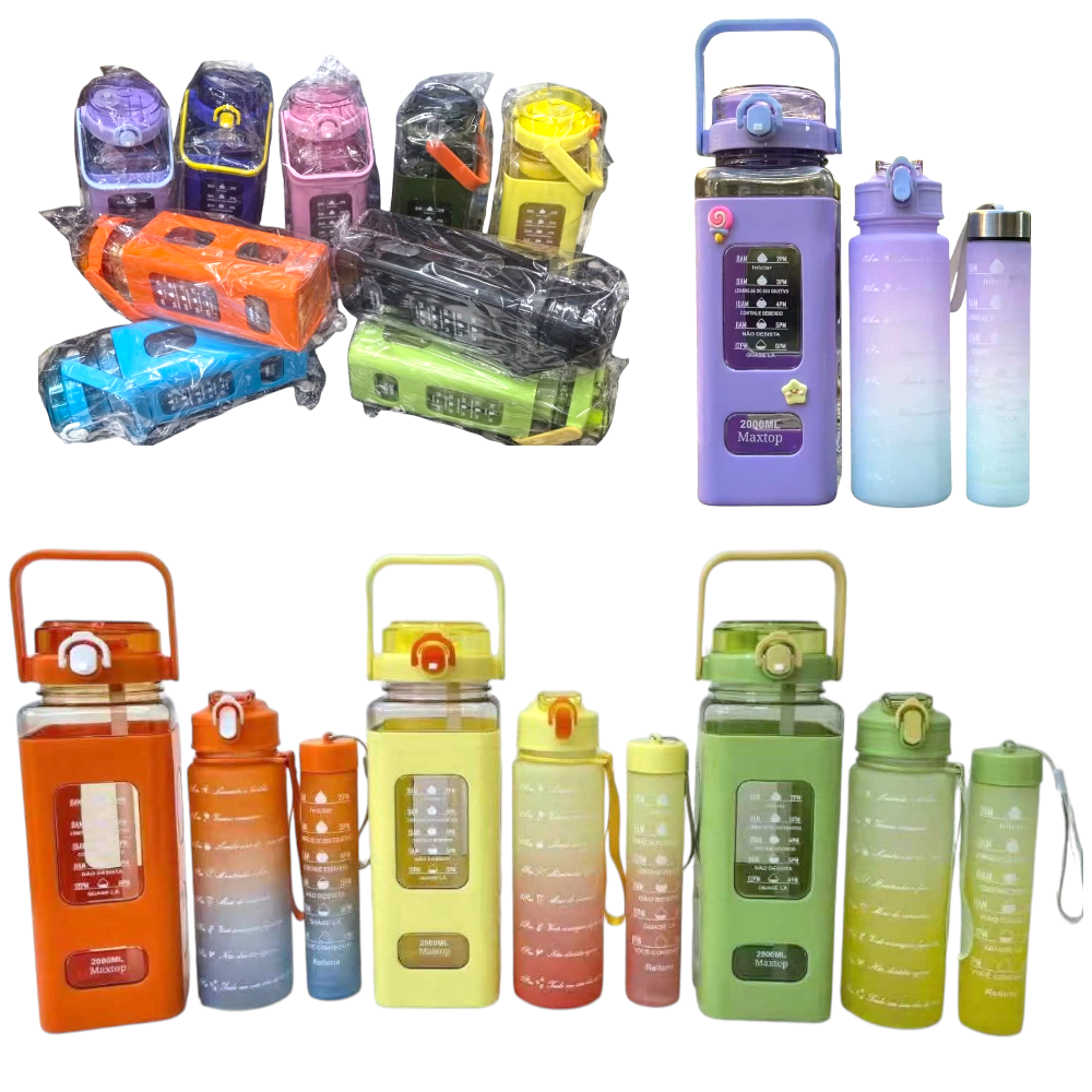 Set De 3 Botellas Manija Plásticas 2000ML 900ML 300ML 41916