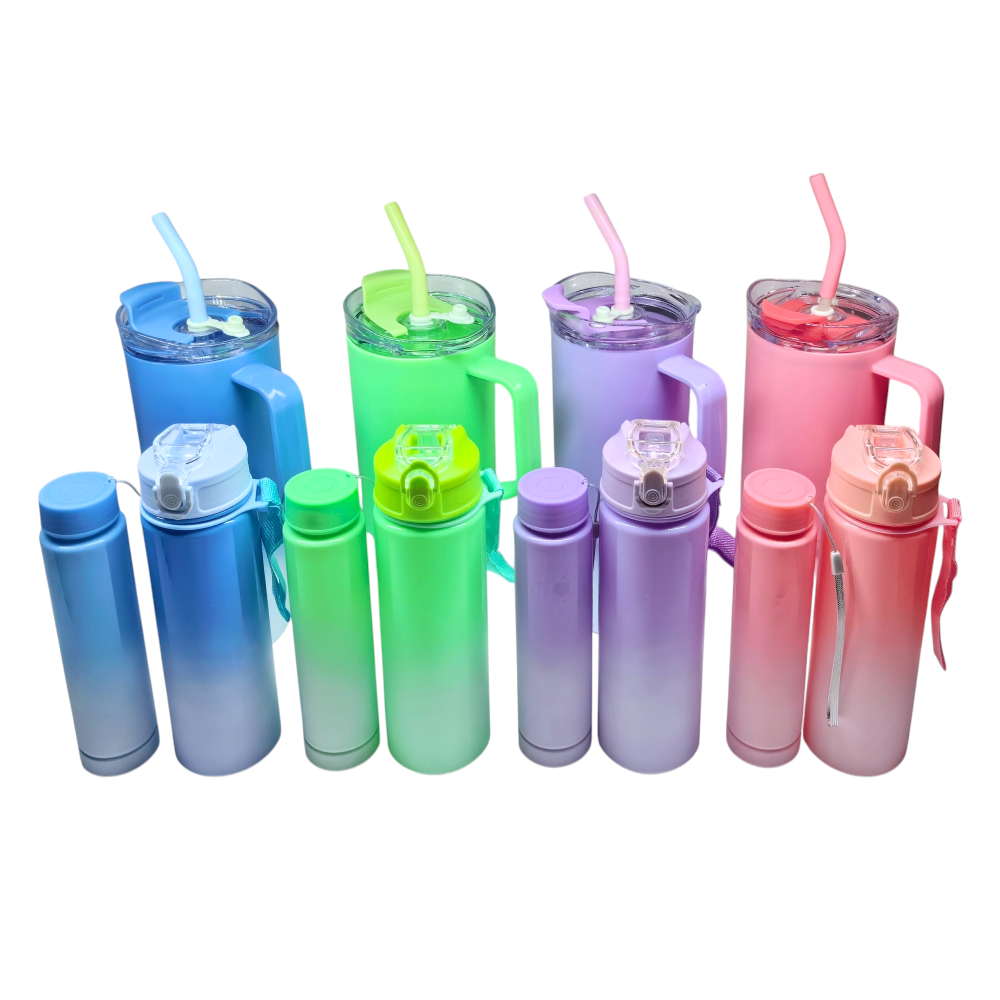 Set De 3 Botellas Plasticas Deportivas Con Sorbete 1200ML 500ML 280ML SNB-250014