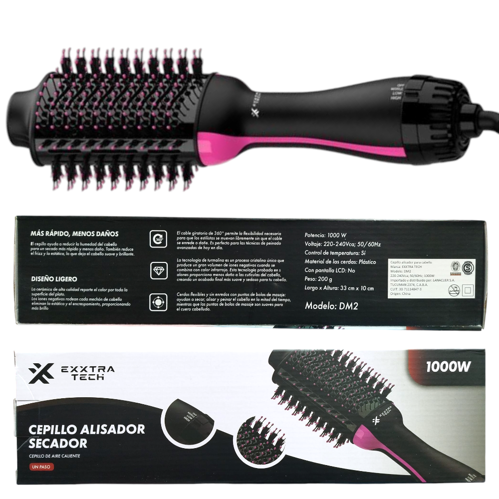 Cepillo Alisador Plancha Pelo Secador Eléctrico Cabello 3en1 1000W DM2
