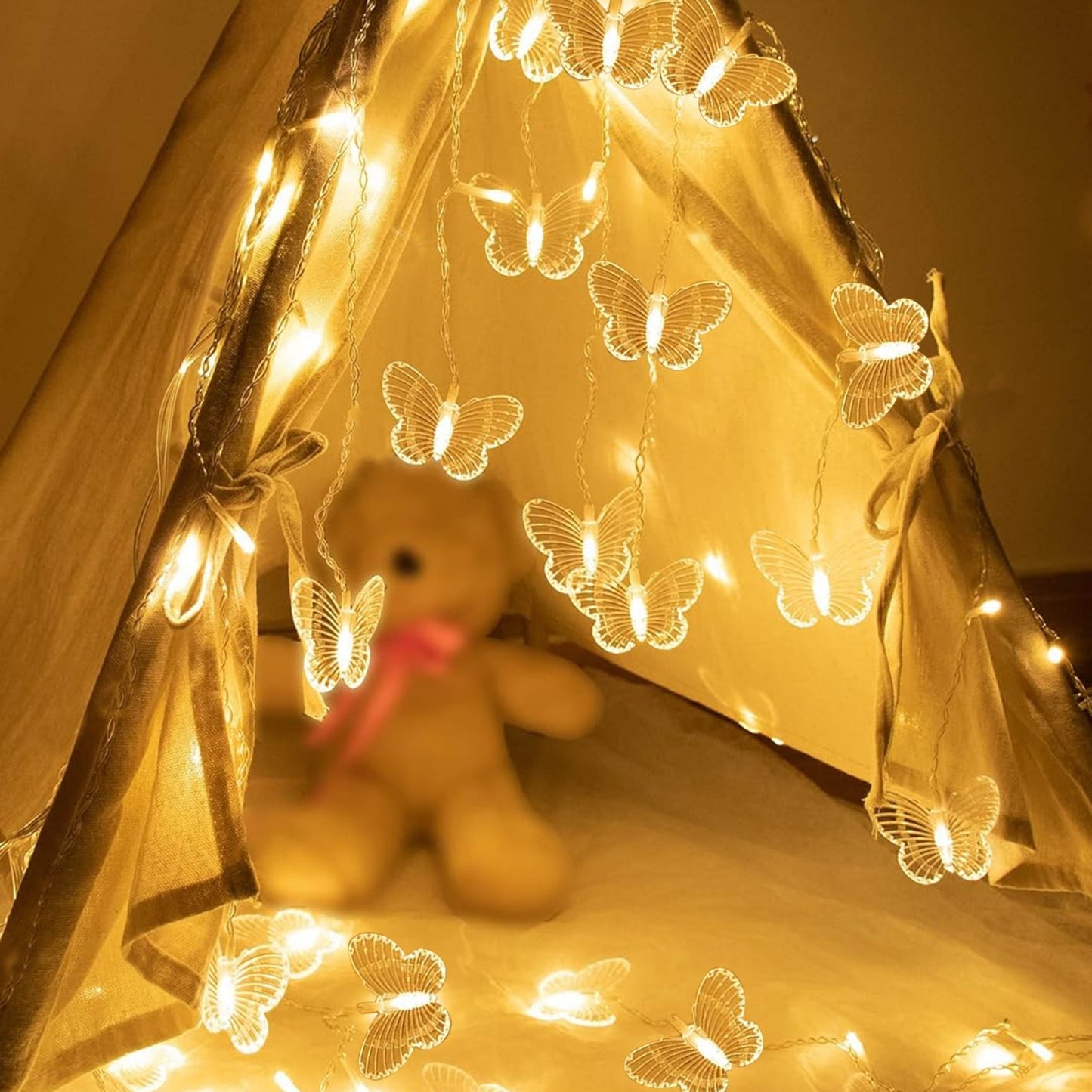 Guirnalda 28 Luces Led Navideña Mariposa 3M Cálido Enchufe 220V 02008